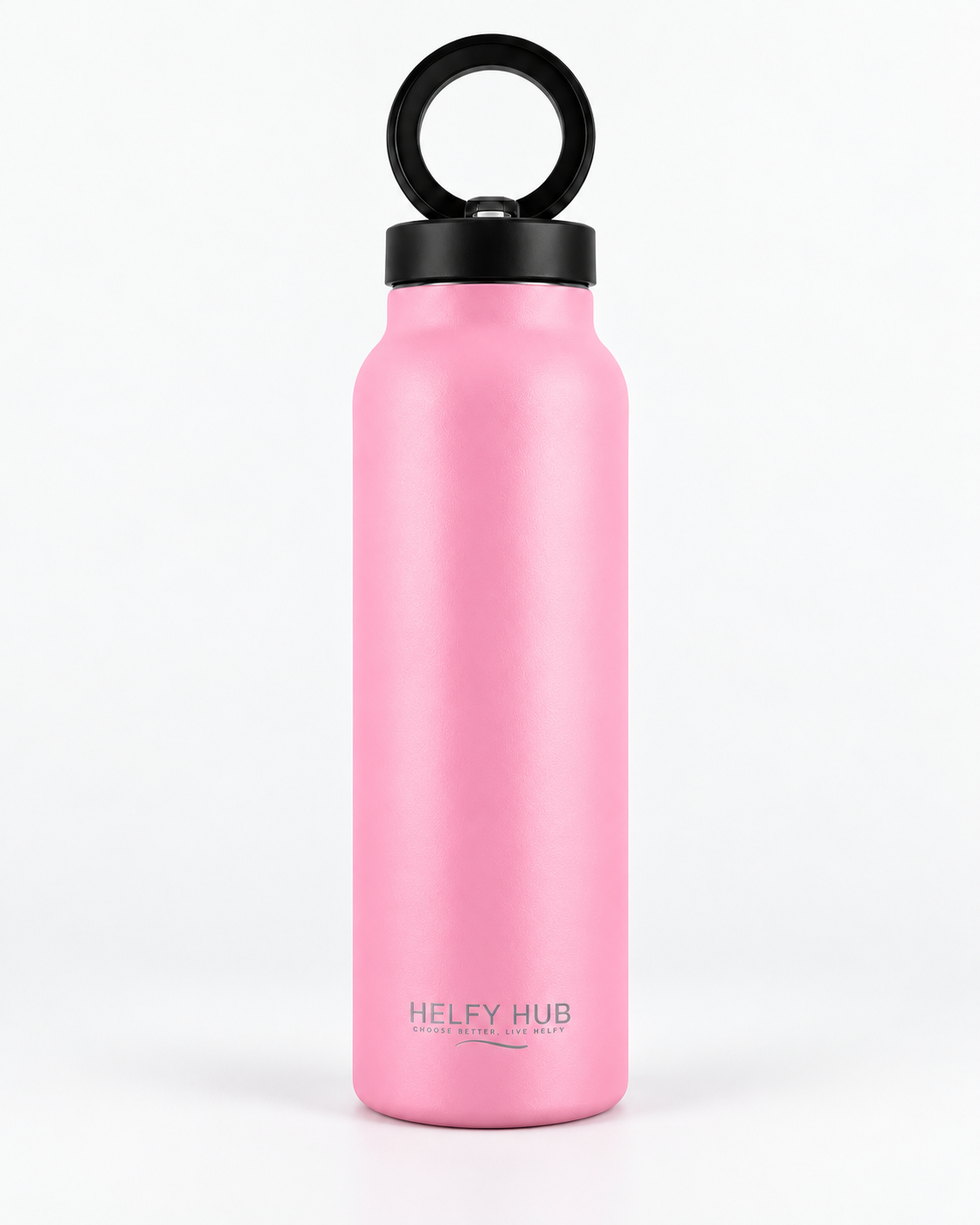 Helfy Hub MagSafe compatible 750ml stainless steel gym flask in Pink with Helfy Hub logo