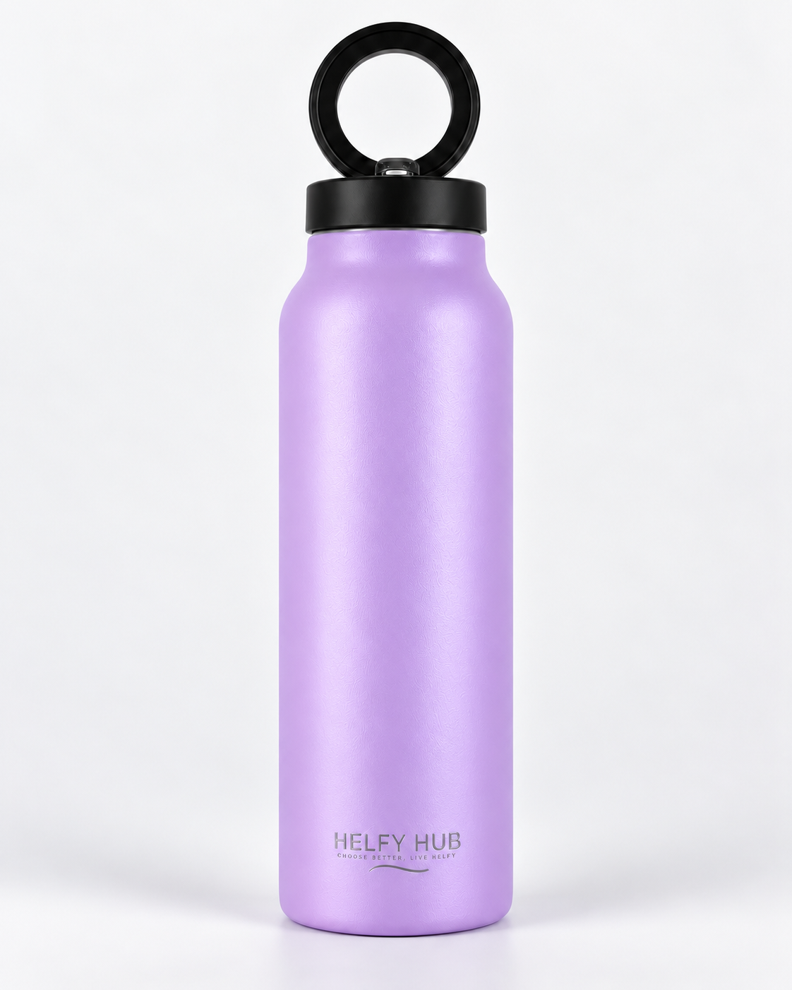 Helfy Hub MagSafe compatible 750ml stainless steel gym flask in Purple with Helfy Hub logo